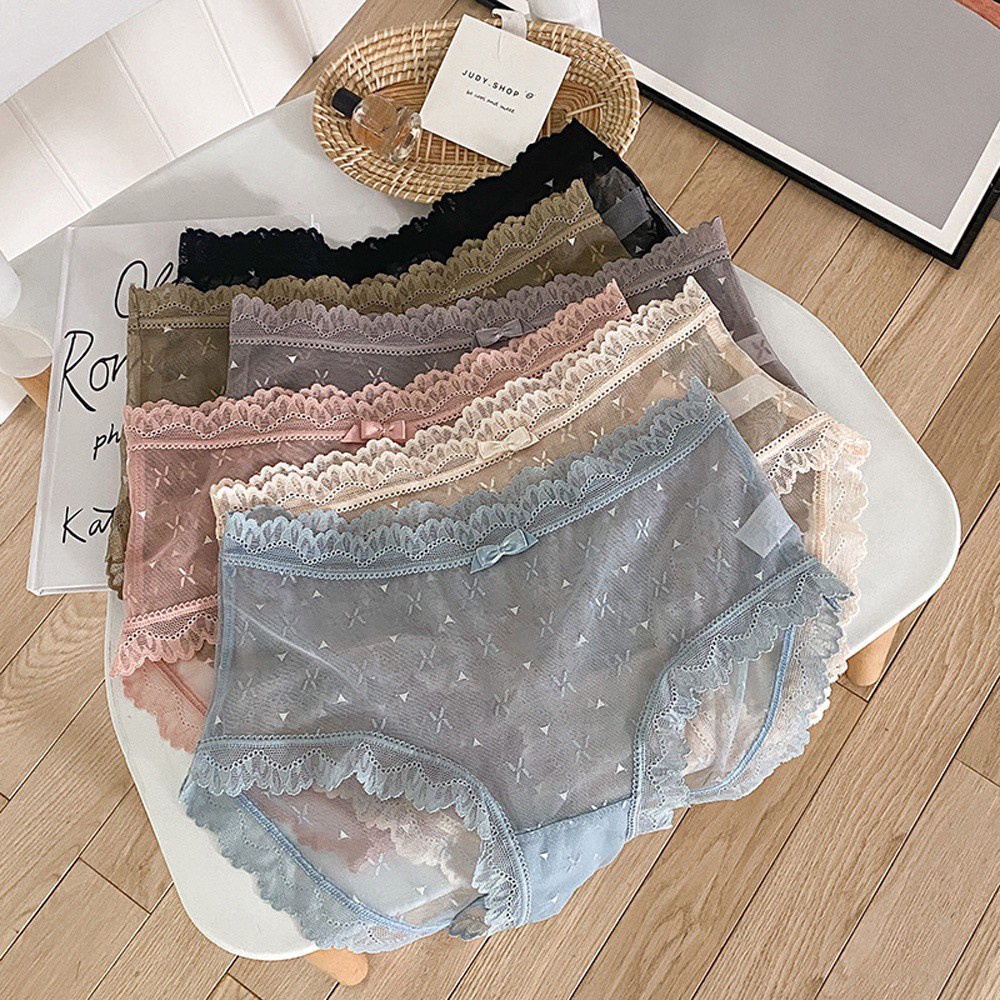 Quần Lót Ren Hoa Lưng Vừa Đính Nơ Trong Suốt Nhiều Màu Thời Trang Quyến Rũ Cho Nữ | BigBuy360 - bigbuy360.vn