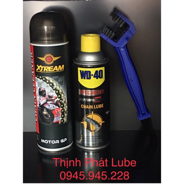 Combo xịt sên WD40 + Rửa sên Xtream 550ml ( tặng kèm bàn chải chà sên siêu cứng)