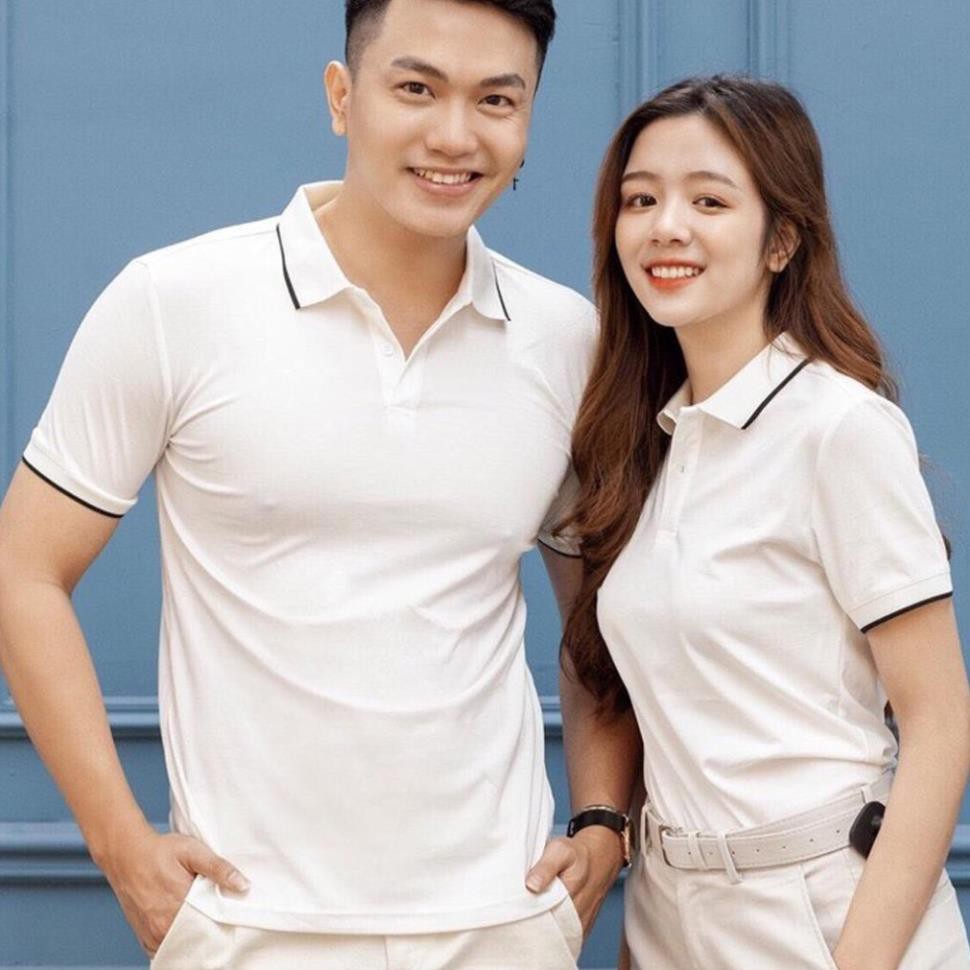 Áo Polo nữ nam unisex có cổ đẹp Hamino basic ngắn tay chất vải thun cotton co giãn cao cấp màu trắng đen E2 | BigBuy360 - bigbuy360.vn