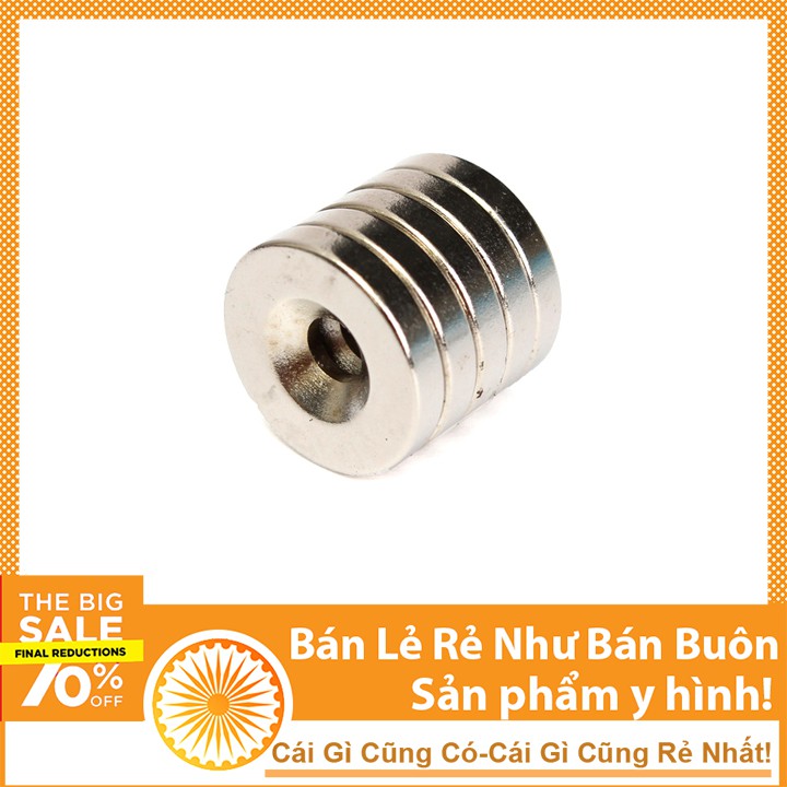 Nam Châm 15X3mm Lỗ 4mm Viên Hình Tròn Đất Hiêm Siêu Mạnh