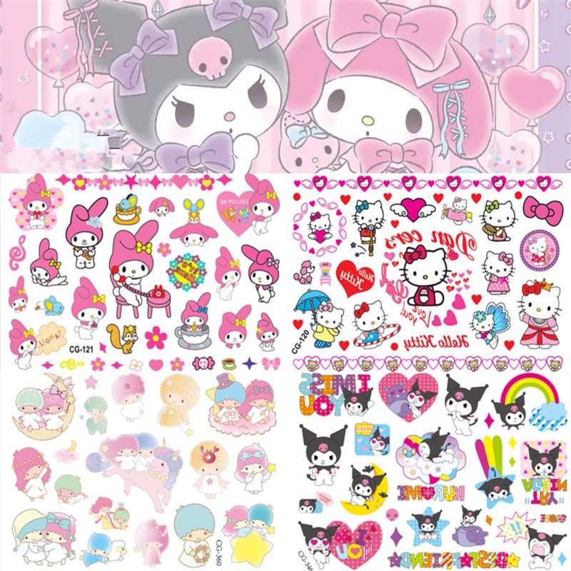 Hình Xăm Dán Họa Tiết HELLO KITTY Kuromi Đáng Yêu Thân Thiện Với Môi Trường