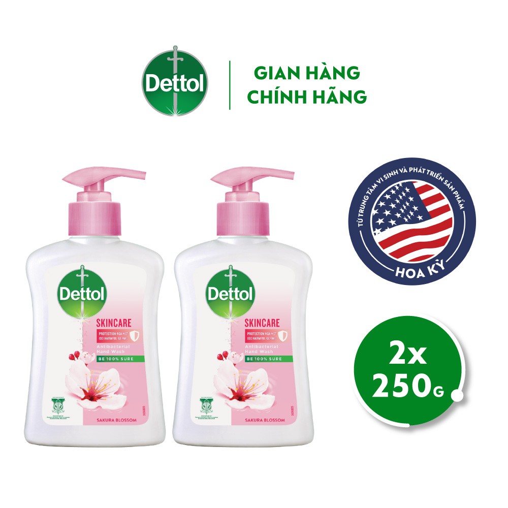 Combo 2 chai nước rửa tay Dettol kháng khuẩn dưỡng da- Chai 250g