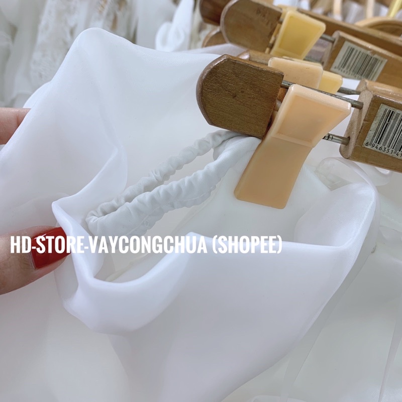 Váy thiết kế trễ vai bèo xoè trẻ trung dự tiệc, đầm ngang vai tiệc cưới cô dâu