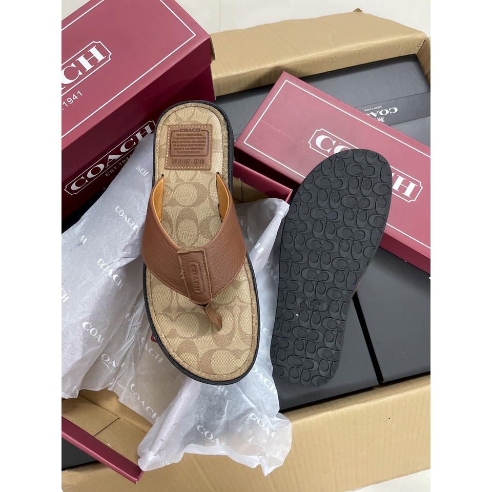 Dép Kẹp Da Coach Xỏ Ngón Cao Cấp, Thiết Kế Hiện Đại