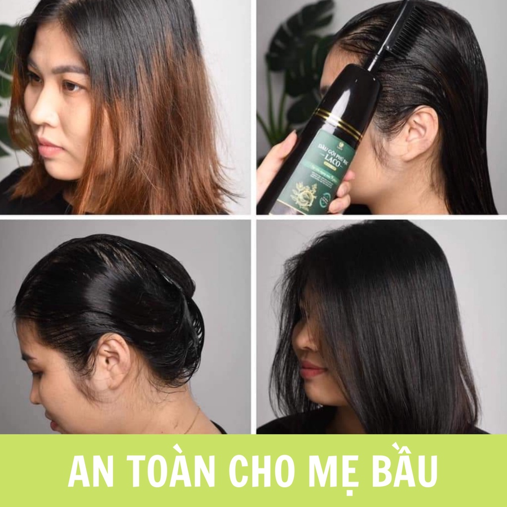 Dầu Gội Phủ Bạc Thảo Dược Laco Black Hair 200ml - Gội Là Đen Nhuộm Tóc Tự Tin Sau 9 Phút