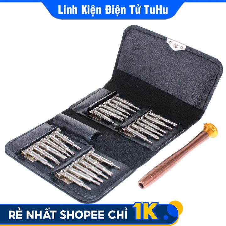 Bộ Tua Vít Ví Da Sữa Chữa Điện Thoại, Đồ Điện Tử 25 Đầu Từ Tính Đa Chức Năng