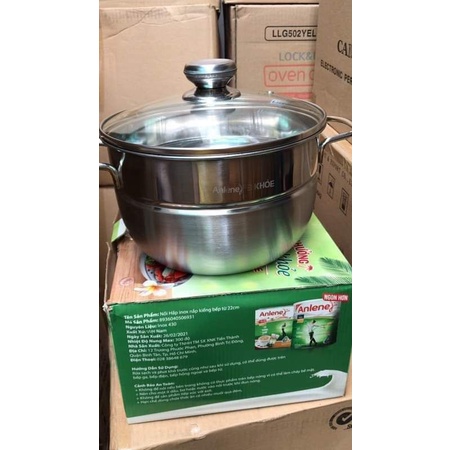 Nồi hấp inox 2in1 .22cm hang km Anlene