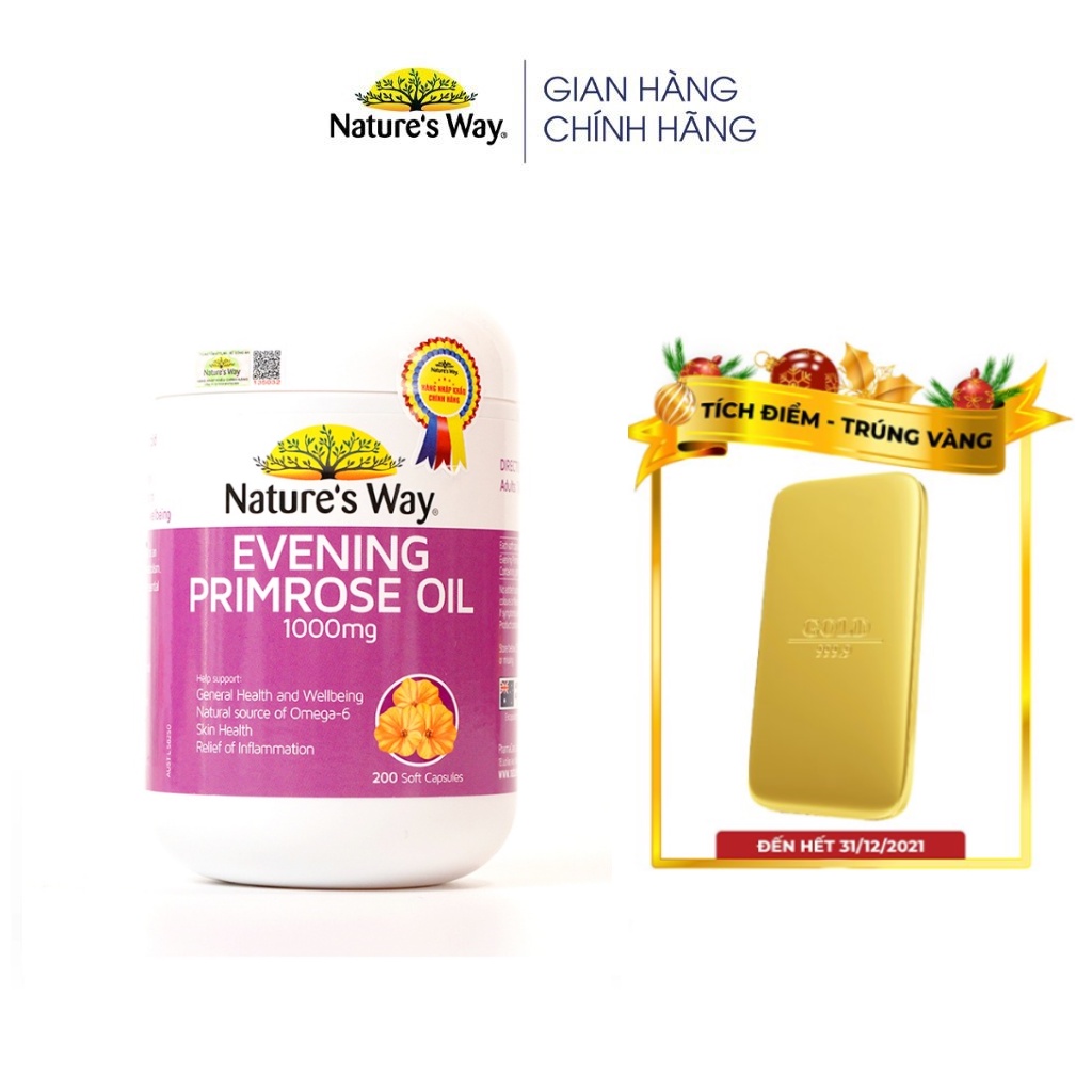 Viên Uống Hỗ Trợ Cân Bằng Nội Tiết Tố Nữ Nature's Way Evening Primrose Oil 200 Viên