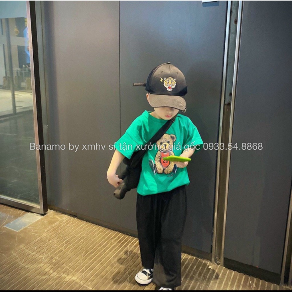 Áo thun đồng phục gia đình áo phông hình gấu xinh xỉu thời trang Banamo Fashion 3115