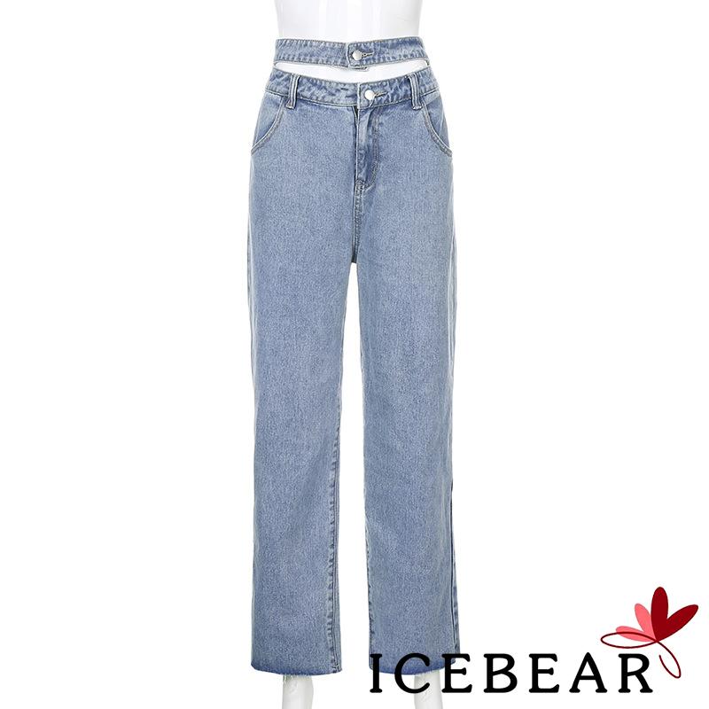 Quần Jeans Nữ Dài Lưng Cao Mài Rách Thời Trang