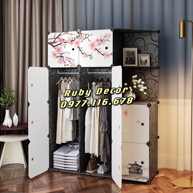 [ MẪU MỚI ] TỦ NHỰA GHÉP 10 Ô &amp; 2 KỆ GÓC TREO ĐỒ ĐA NĂNG THÔNG MINH size to ( tùy chọn mẫu )