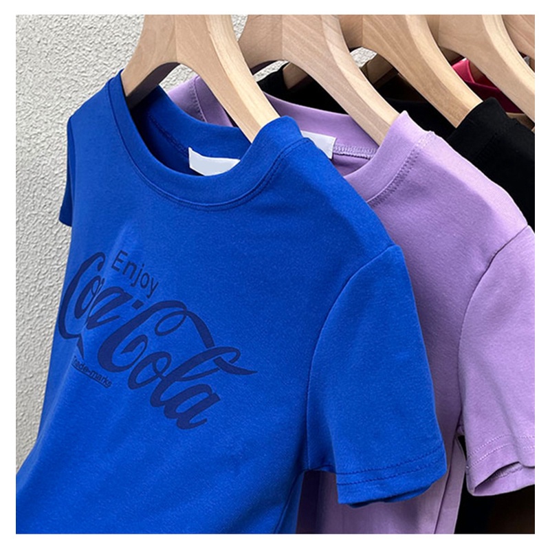 Áo Thun Tay Ngắn Cổ Tròn Form Ôm In Chữ Thời Trang Mùa Hè Cho Nữ