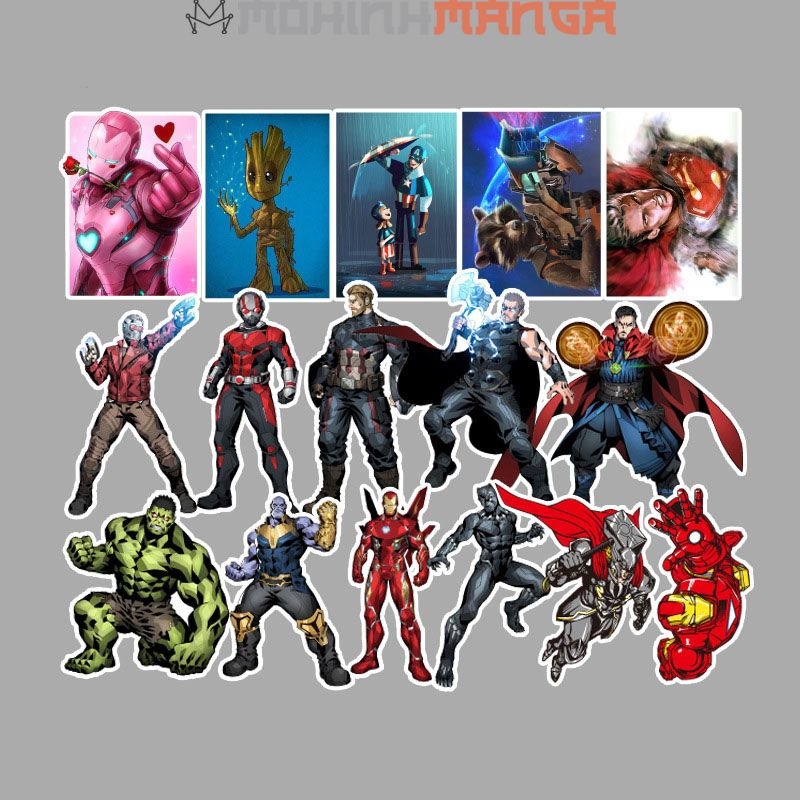 Sticker Marvel Iron Man Spider Man Doctor Strange siêu đẹp miếng dán decal trang trí tủ vali bàn học nón bảo hiểm xe máy