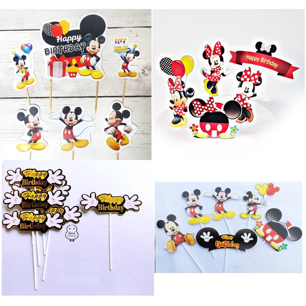 Set cắm, que cắm chuột mickey trang trí bánh kem, topper cake