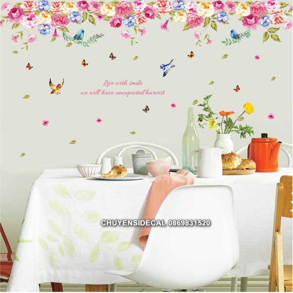 Decal dán tường - Hoa Hồng Trần nhà lá cỏ