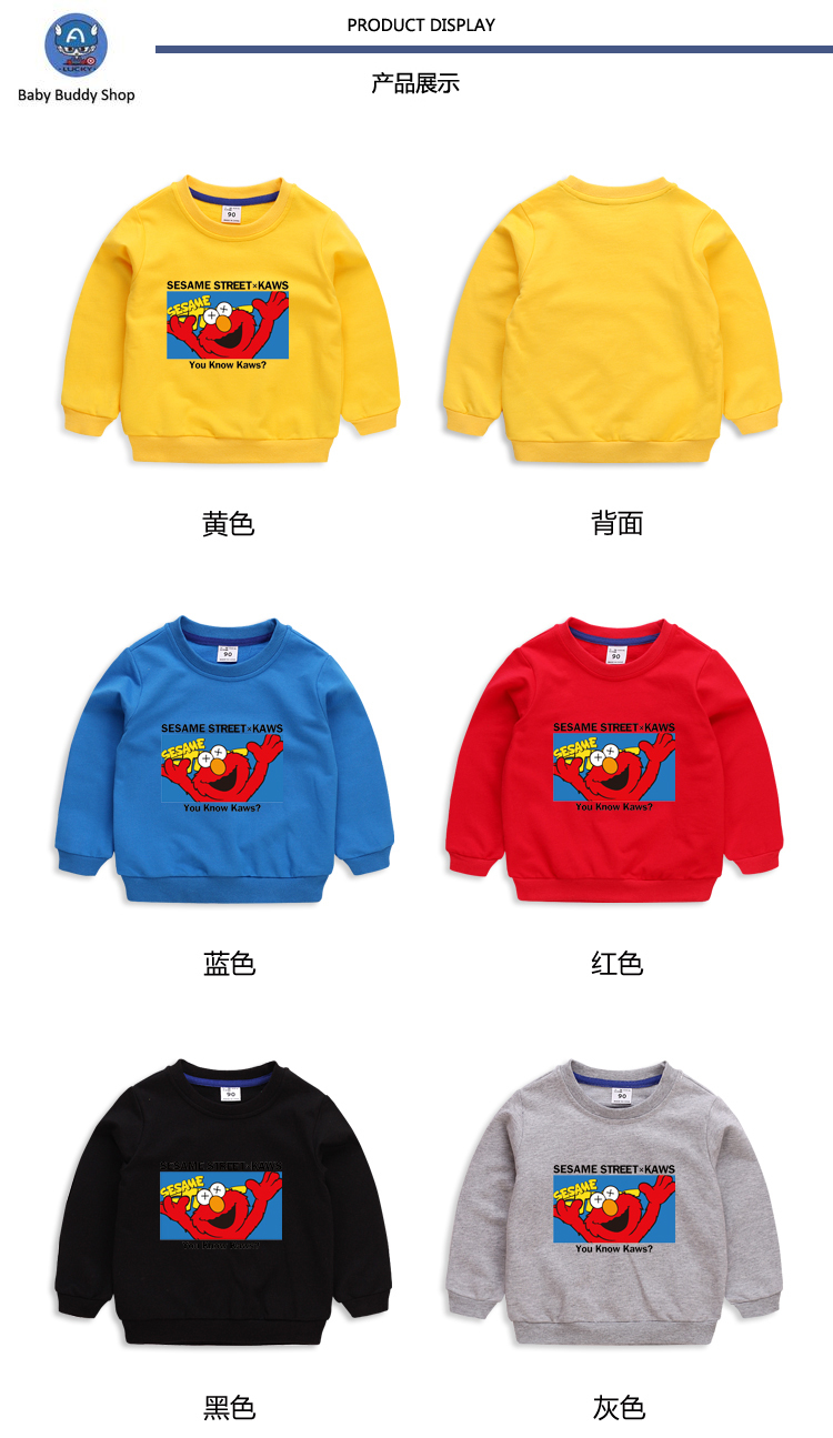 Áo Sweater Tay Dài In Hoạt Hình Sesame Street Có 10 Màu Thời Trang Mùa Đông Cho Bé