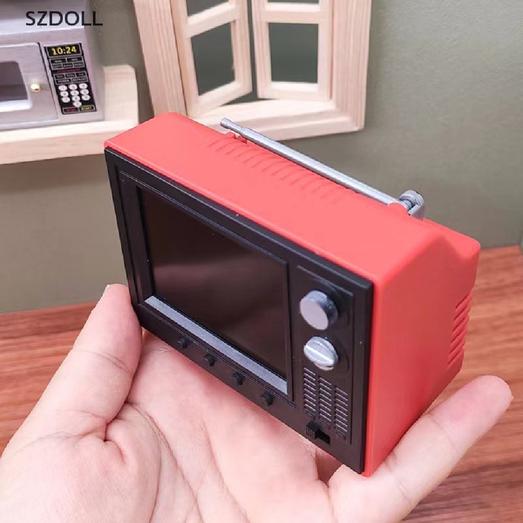 1:12 Doll house Mini playable TV USB charging toy ornament simulation toy  DOM