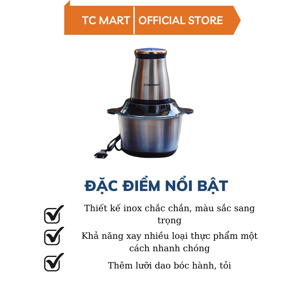 Máy Xay Thịt CHEFMAN CM - 822i - THÊM LƯỠI DAO BÓC HÀNH, TỎI - HÀNG CHÍNH HÃNG - BẢO HÀNH 12 THÁNG