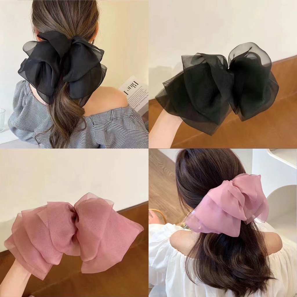 iF YOU Kẹp Tóc Hình Nơ Vải Voan Phong Cách Vintage Thanh Lịch Cho Nữ