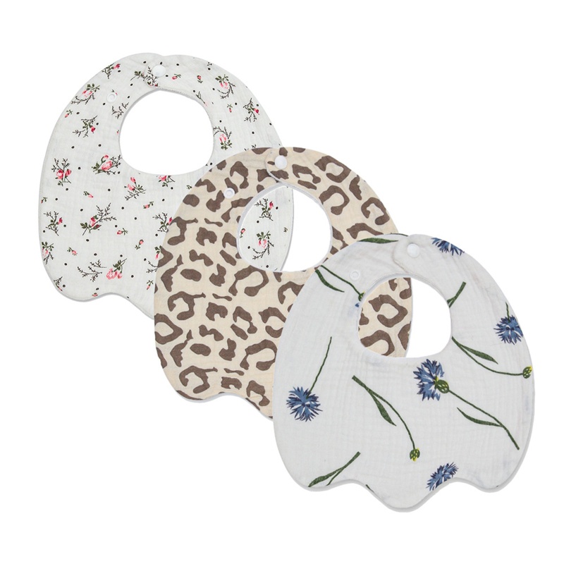 Yếm Ăn Cotton Hai Lớp In Họa Tiết Xinh Xắn Dành Cho Bé