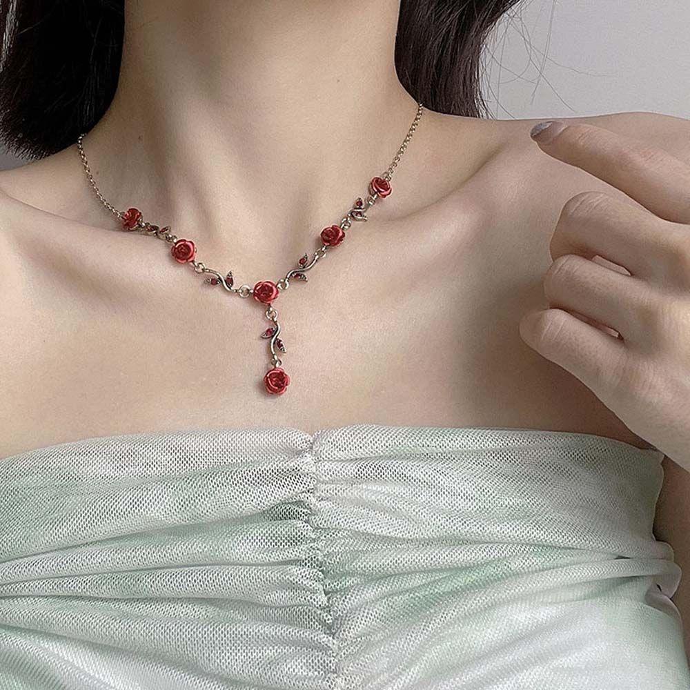 Vòng Cổ Choker Họa Tiết Hoa Hồng Phong Cách Hàn Quốc Thời Trang Cho Nữ