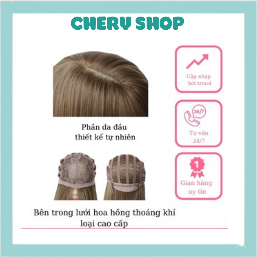 Tóc giả nữ đẹp nguyên đầu xoăn dợn sóng kiểu Hàn dài 40cm tặng kèm lưới trùm mã BHT0304