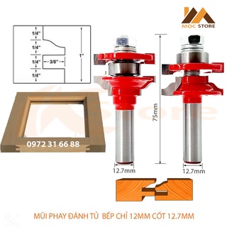 Mũi phay đánh tủ bếp chỉ ngã 12mm cốt 12.7mm, mũi soi gỗ đánh tủ bếp chỉ sen ngã, dụng cụ phụ kiện ngành mộc