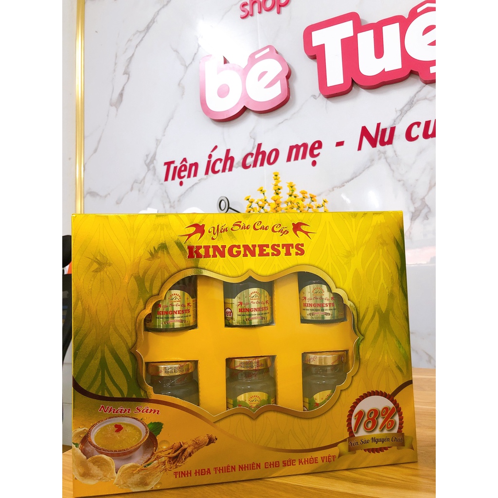 [CHẤT LƯỢNG] Nước Yến Sào Cao Cấp KingNests Chưng Đường Phèn/ Ăn Kiêng/ Nhân Sâm 18% Tổ Yến Nguyên Chất (6 lọ x 70ml)
