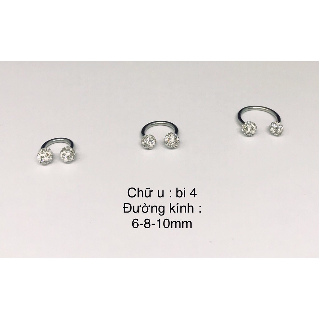 Khuyên chữ U đá bọc/ Khuyên chữ u/ Piercing ocean