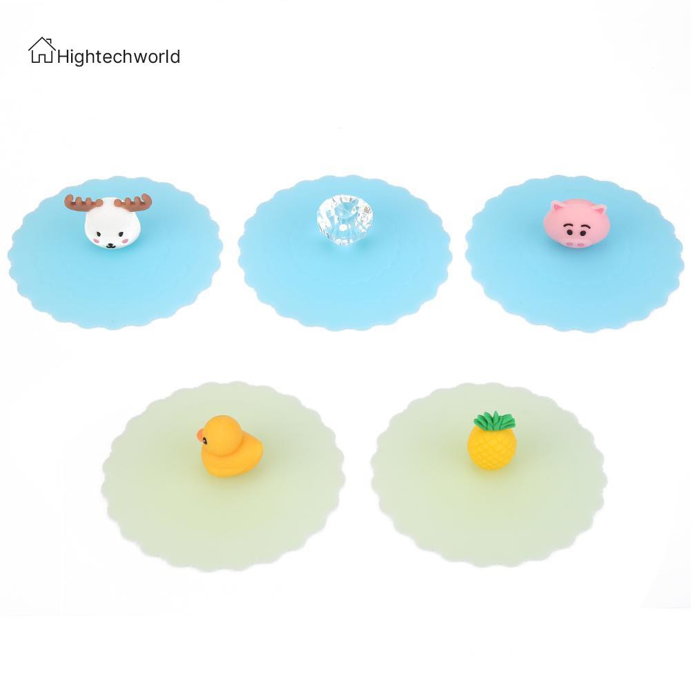 Hightechworld cup cover━═☆Cartoon Silicone Heat Resistant Sealed Cap Leakproof Cups Lid