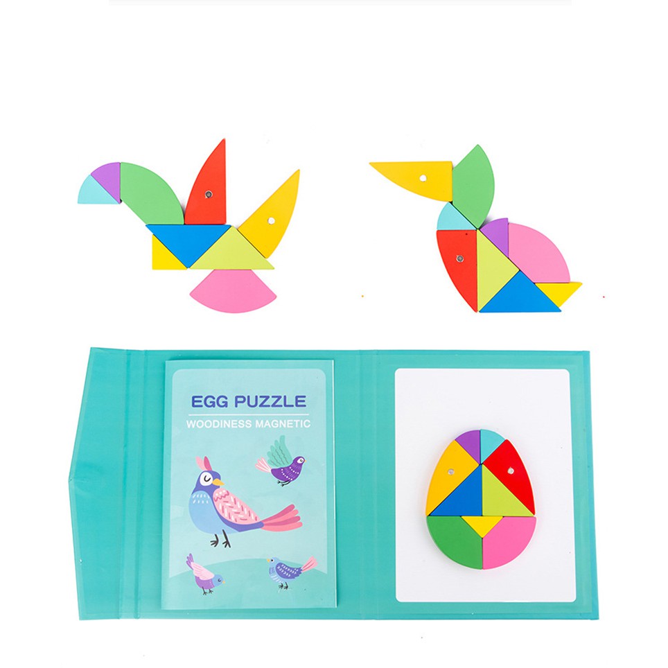 BỘ XẾP HÌNH SÁNG TẠO TANGRAM 7 MẢNH CÓ NAM CHÂM - ĐỒ CHƠI GHÉP GỖ CHO BÉ TĂNG TINH SÁNG TẠO VÀ TƯ DUY