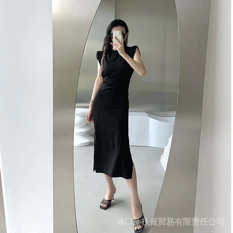 Đầm Dài Vừa Vặn Màu Đen Phong Cách Hepburn Pháp Thời Trang Cao Cấp 2022 Cho Nữ
