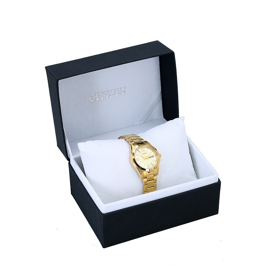 Đồng Hồ Nữ Citizen Dây Thép Không Gỉ EQ0593-51P - Mặt Vàng