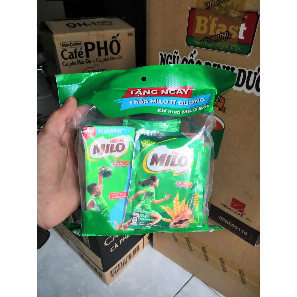 [ Tặng 1 hộp Milo] Combo 2 dây Milo bột - dây 10 gói * 22g tặng kèm 1 hộp Milo ít đường 180ml