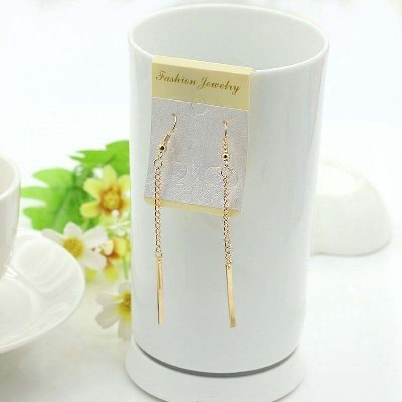 Bông tai dáng dài thiết kế mạ vàng đơn giản thời trang cho nữ