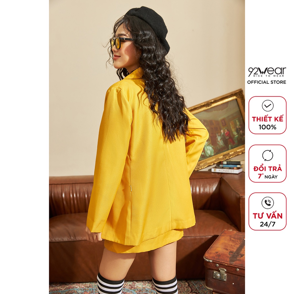 Áo blazer nữ dài tay 2 khuy 92WEAR, thiết kế thanh lịch, trẻ trung VBW1138
