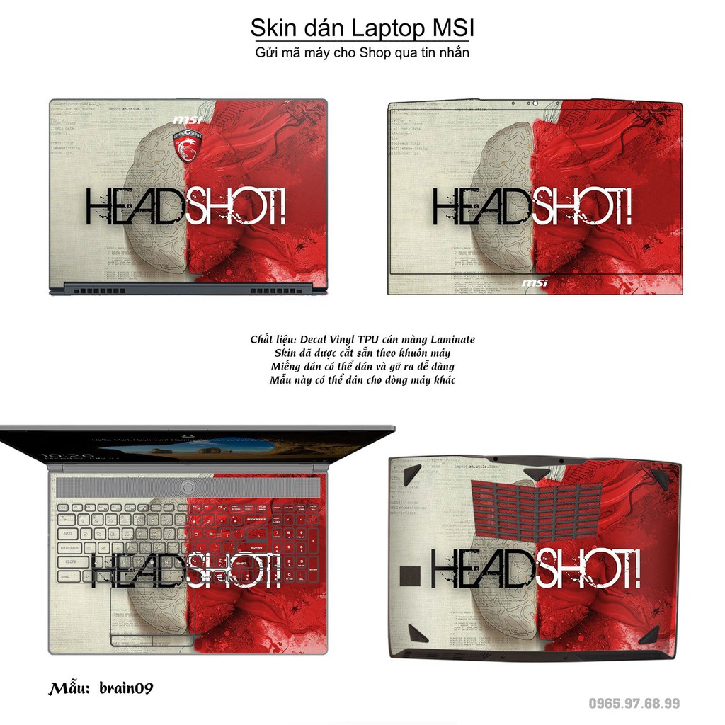 Skin dán Laptop MSI in hình Left Brain Right Brain (inbox mã máy cho Shop)