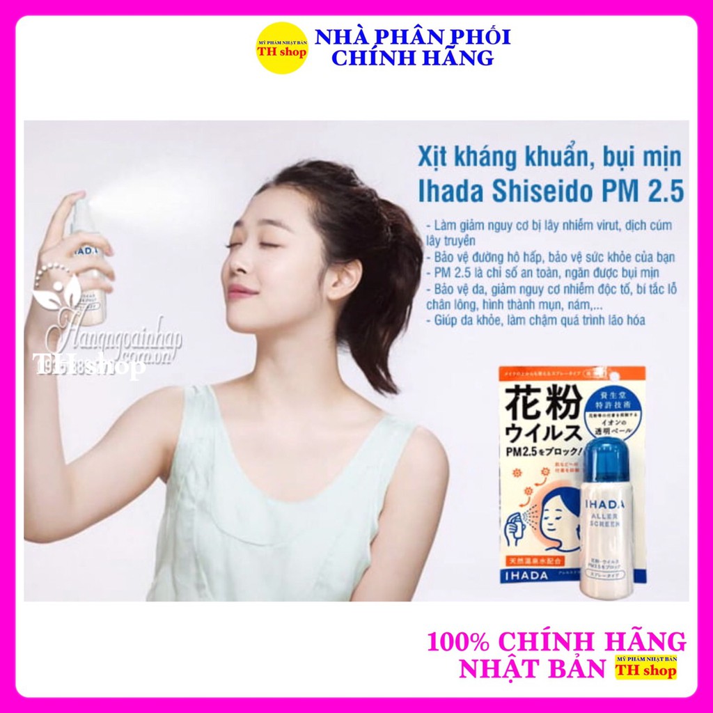 Xịt kháng khuẩn Ihada Nhật Bản 50g kháng khuẩn, bụi mịn pm2.5, phấn hoa