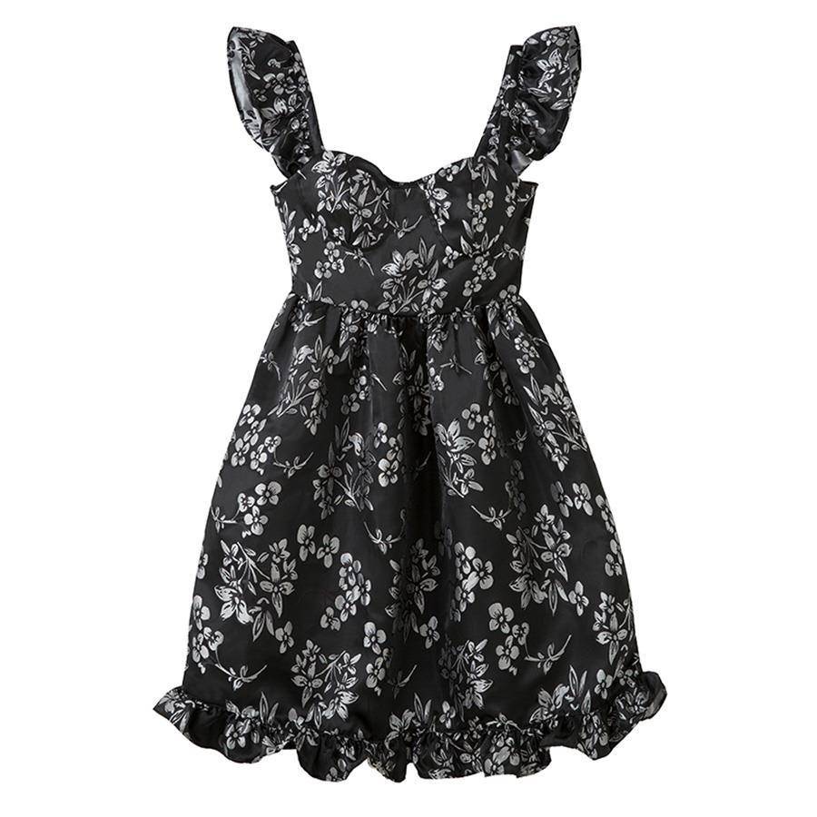 Đầm Ngắn Màu Đen In Hoa Phong Cách Cổ Điển Thời Trang Cho Nữ | BigBuy360 - bigbuy360.vn