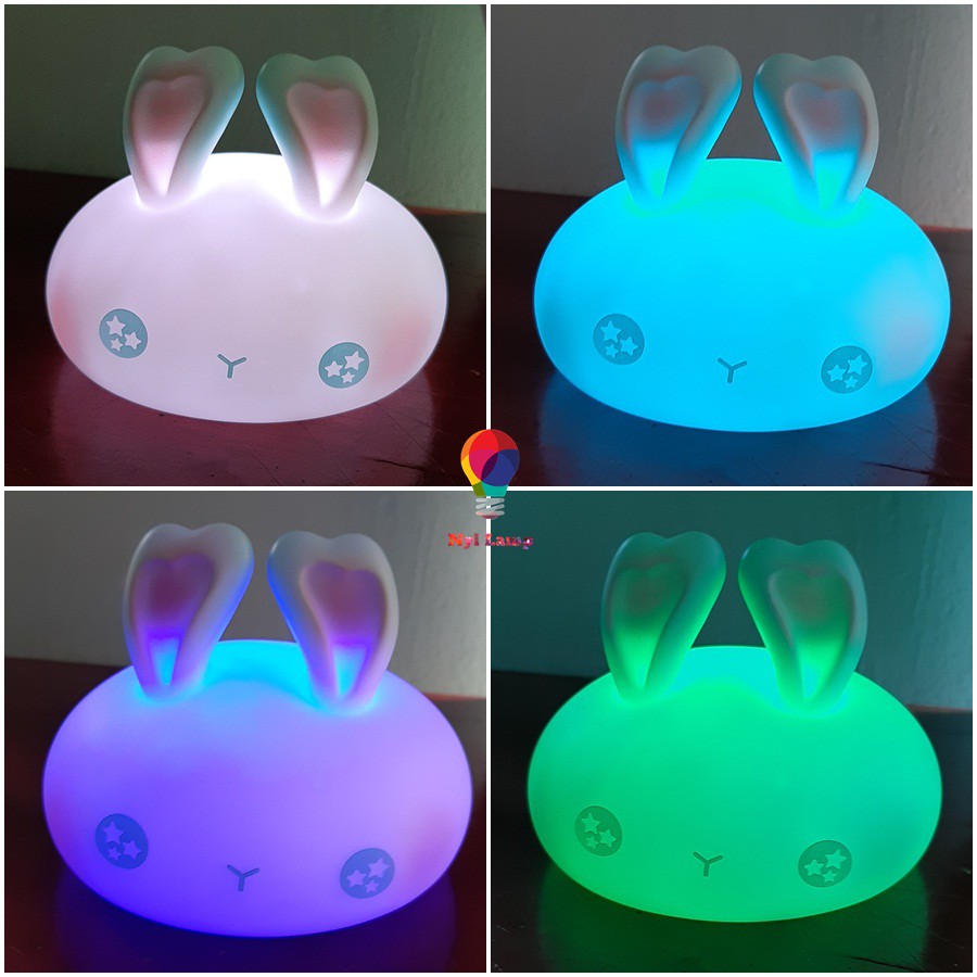 Đèn ngủ cảm ứng silicon Thỏ Baby 7 màu - Trang trí, quà tặng