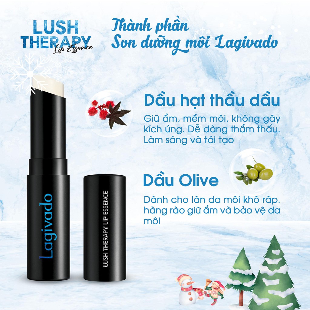 Set son trang điểm Hàn Quốc gồm son kem lì Lagivado Color Dye Lip Stain và son dưỡng không màu Lush Therapy Lip Essence