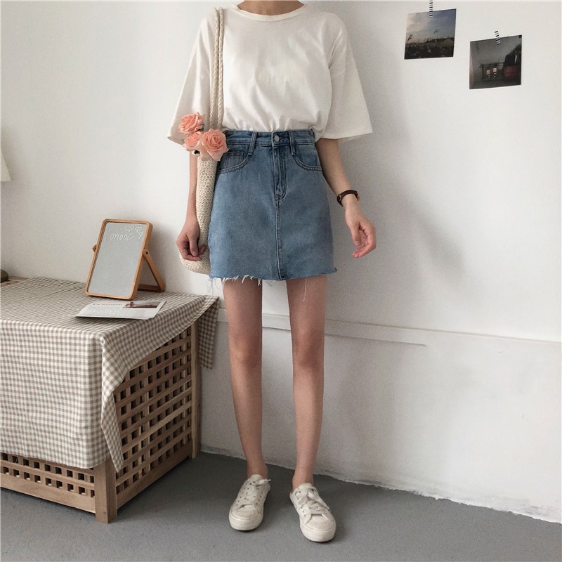 Chân Váy Denim Chữ A Lưng Cao Phong Cách Retro Thời Trang Cho Nữ | BigBuy360 - bigbuy360.vn