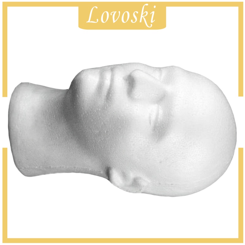 [LOVOSKI]  Male Foam Mannequin Head Model Stand Lightweight White Display 54cm