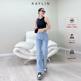 Quần jean kaylin dáng suông xẻ tà n1785