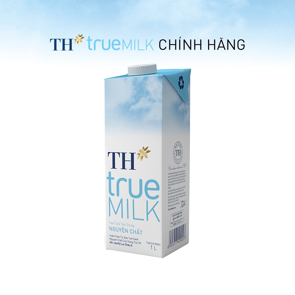 Thùng 12 hộp sữa tươi tiệt trùng nguyên chất TH True Milk 1L (1L x 12)