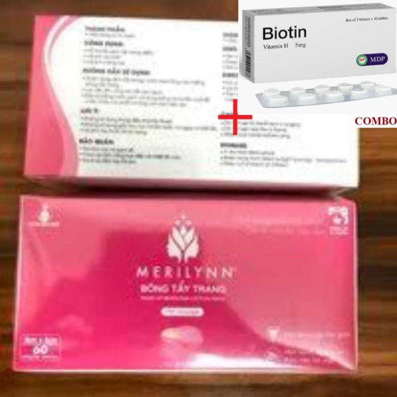 Combo Biotin 5mg+ Bông tẩy trang,  y tế,  viên, miếng Bạch Tuyết