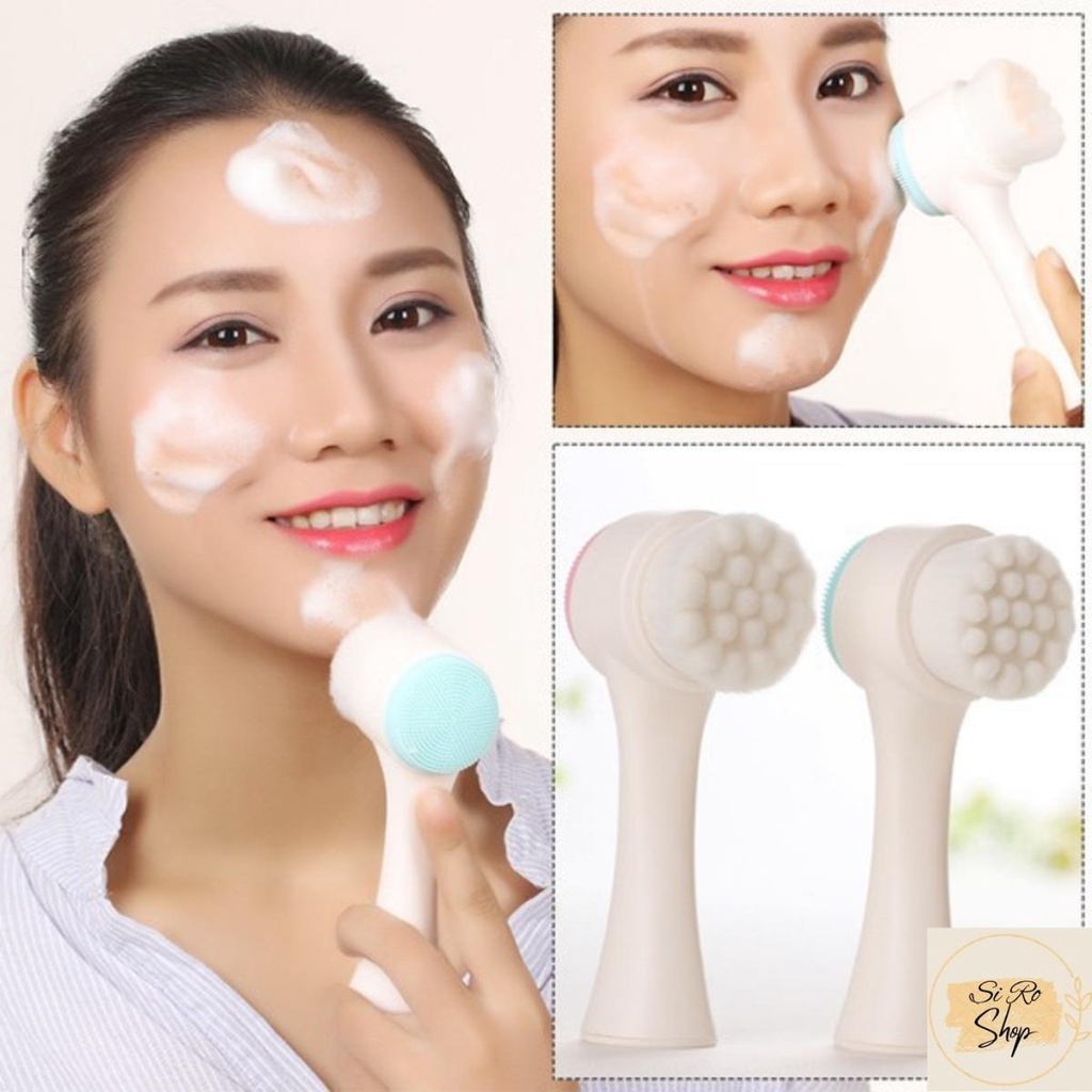 Cọ rửa mặt 2 đầu Hàn Quốc, cọ rửa mặt silicon, chăm sóc da mặt giúp loại bỏ bụi bẩn, se khít lỗ chân lông
