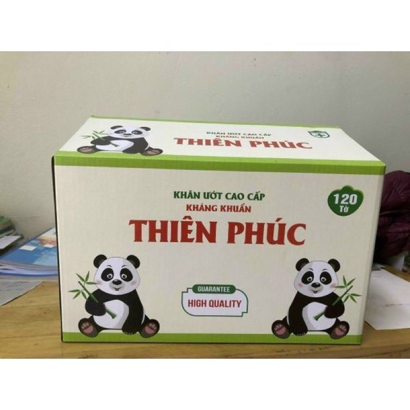 Combo 5 Gói Khăn giấy ướt gấu trúc Thiên Phúc không mùi 120 tờ cho trẻ sơ sinh
