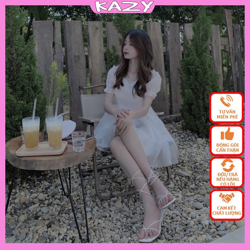 Đầm trắng công chúa voan dáng xòa 2 tầng KAZY STORE V20