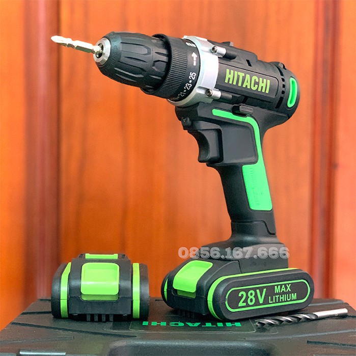 Máy Khoan Pin Hitachi 28V, Bắn Vít, Khoan Tường, Tặng Mũi Khoan